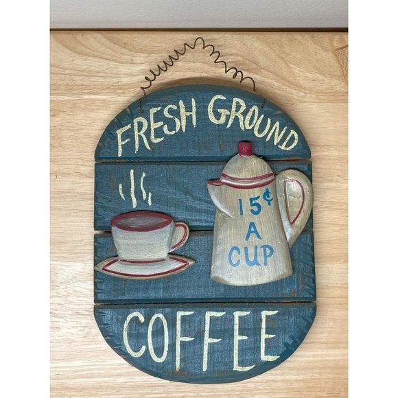 Fresh Ground Coffee Wooden Sign - Picture 1 of 3